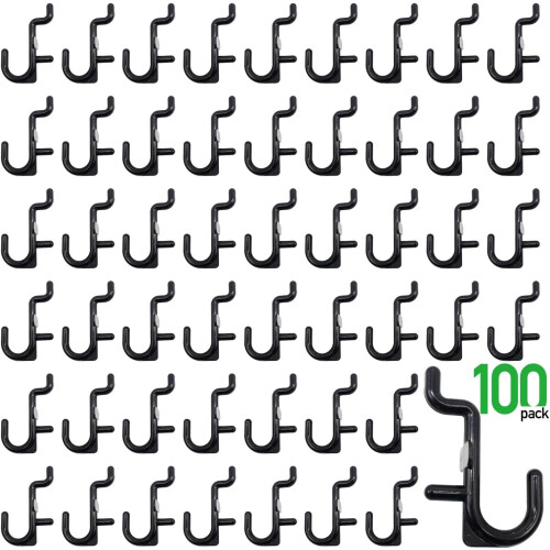 Pegboard J-krokar svarta sortiment 100-pack