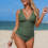 Women's solid color one-piece swimsuit with built-in bra 1