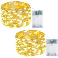 Luzes de fada à prova d'água, alimentadas por bateria, 4,88 m (16 pés), 50 LEDs