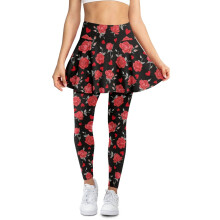 Rose Love Red Women's High-Waist Skort with Leggings 3XL