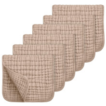 Muslin-bøsseklude 100% bomuld 50x25 cm 6-pak brune