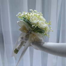 Artificial Rose Wedding Bouquet Round Throw Toss Bunch