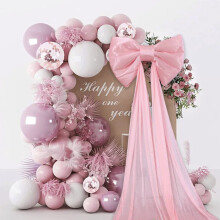 Big Pink Bow Birthday Decor 20x15 inch with 60 inch Drag