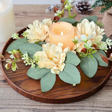 Anéis de vela natalinos com rosas e hortênsias de 23 cm (9 polegadas)