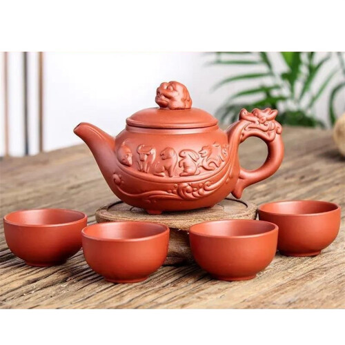 Chinese Kung Fu Ceramic Teapot Set 150ml with 4 Cups