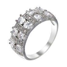 Diamond Ring Geometric Double Row Zircon Size 6-10
