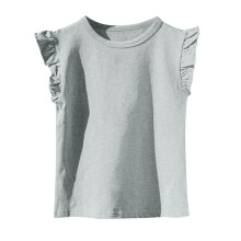 Girls Cotton Ruffle Short Sleeve Crewneck Top Summer Casual