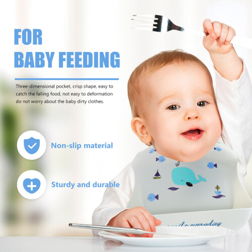 Silicone Baby Bib Whale Pattern 1 Piece 2