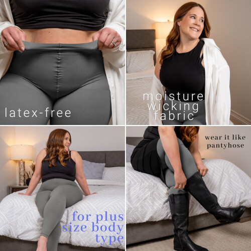 Women's opaque compression leggings gray medium 20-30mmHg 1