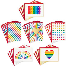 Blank Cards with Rainbow Hearts 24 pcs with Envelopes