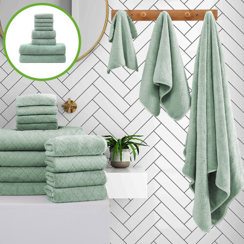 Velvet Bath Towels Set 8-Piece Soft Absorbent