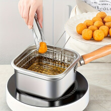 Stainless Steel Deep Fryer Set 3-Pc Japanese Square Pot for
