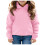 Kids Solid Color Pullover Hoodie Cotton Sweatshirt Pink 2