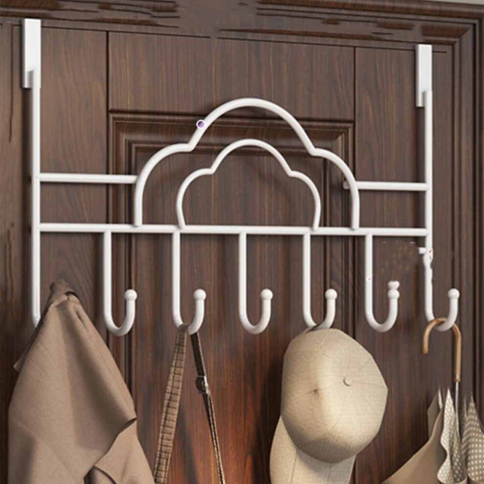 Over-Door Towel Hanger With 7 Hooks Metal White 1 Piece 9426043702427