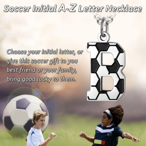 Colar masculino com pingente de futebol com a letra AZ, em aço inoxidável, 56 cm (22 polegadas). 1