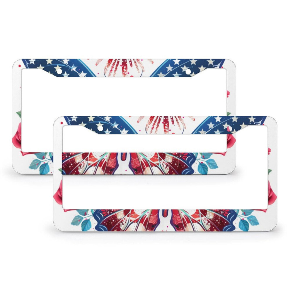 Butterfly American Flag License Plate Frames 2 Pcs 9085618980266