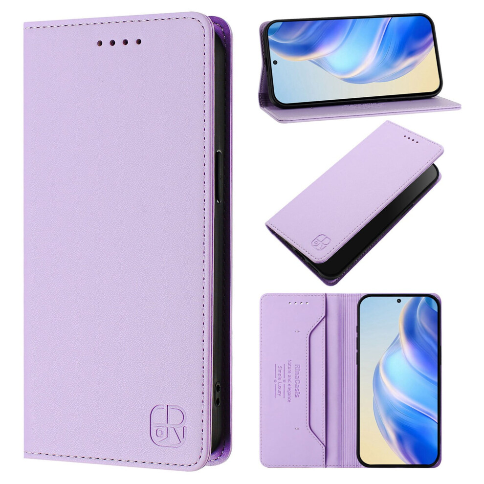 Iphone 16E Wallet Case Light Leather Magnetic Closure Purple 9426043693343