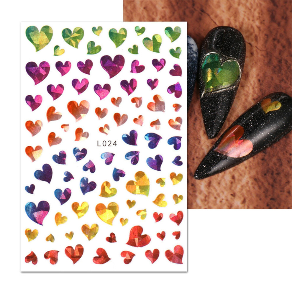 Glitter Nail Stickers 3D Heart Design for Women Girls