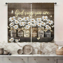 Brown Daisy Vintage Kitchen Curtains 27.5x39 in 2 Panels