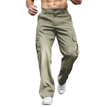 Men's Stretch Cargo Chino Trousers Regular Fit Wide Leg
