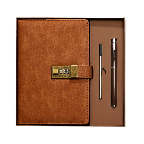 Vintage A5 PU Notebook 112 Pages with 3-Digit Lock