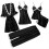Women's Silk Pajama Set Black 5-Piece 1