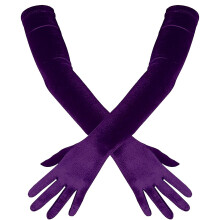 Purple velvet long gloves for prom and opera, 1920s bridal