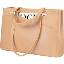 Laptoptas voor dames (15,6 inch), waterdicht, leren draagtas