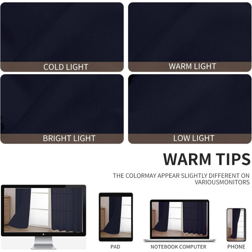 Cortinas transparentes azul-marinho, pacote com 2 unidades, 137 x 213 cm (54 x 84 polegadas) 2