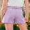 Shorts infantis de uniforme, cintura alta, elásticos e com pernas largas, roxos. 6