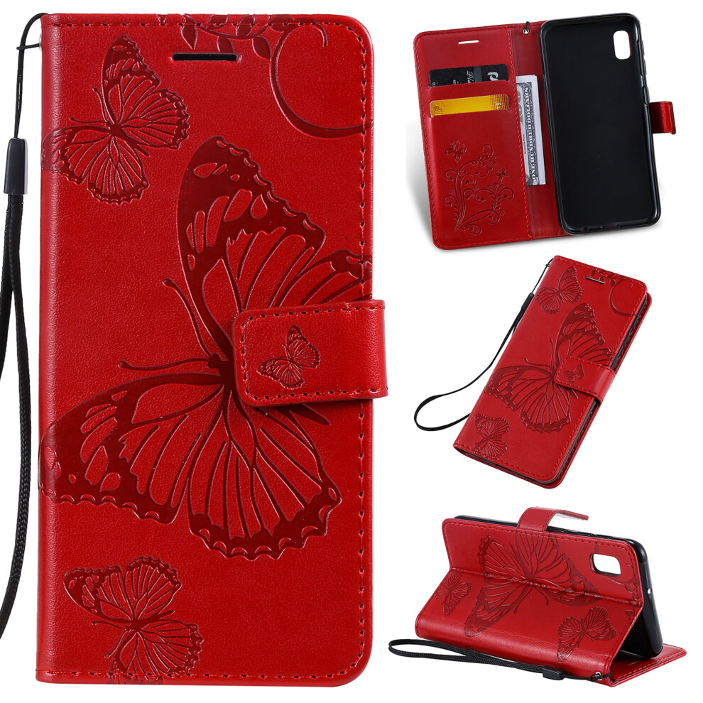 Samsung Galaxy A10e Case Butterfly Embossed Magnetic Red 9043876473548