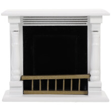 White Mini House Fireplace Decor Model Wood 4.5 x 3.2 inches