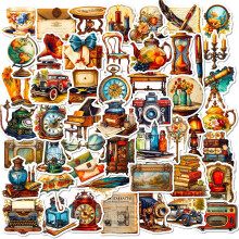 Vintage Retro Stickers Time Travel Theme 50 Pack