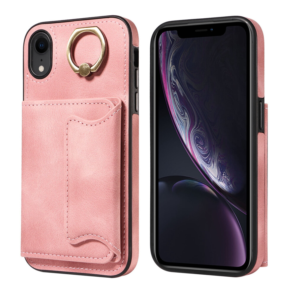 Retro Pu Leather Wallet Case For Iphone Xr With Card Pink 9422877611652