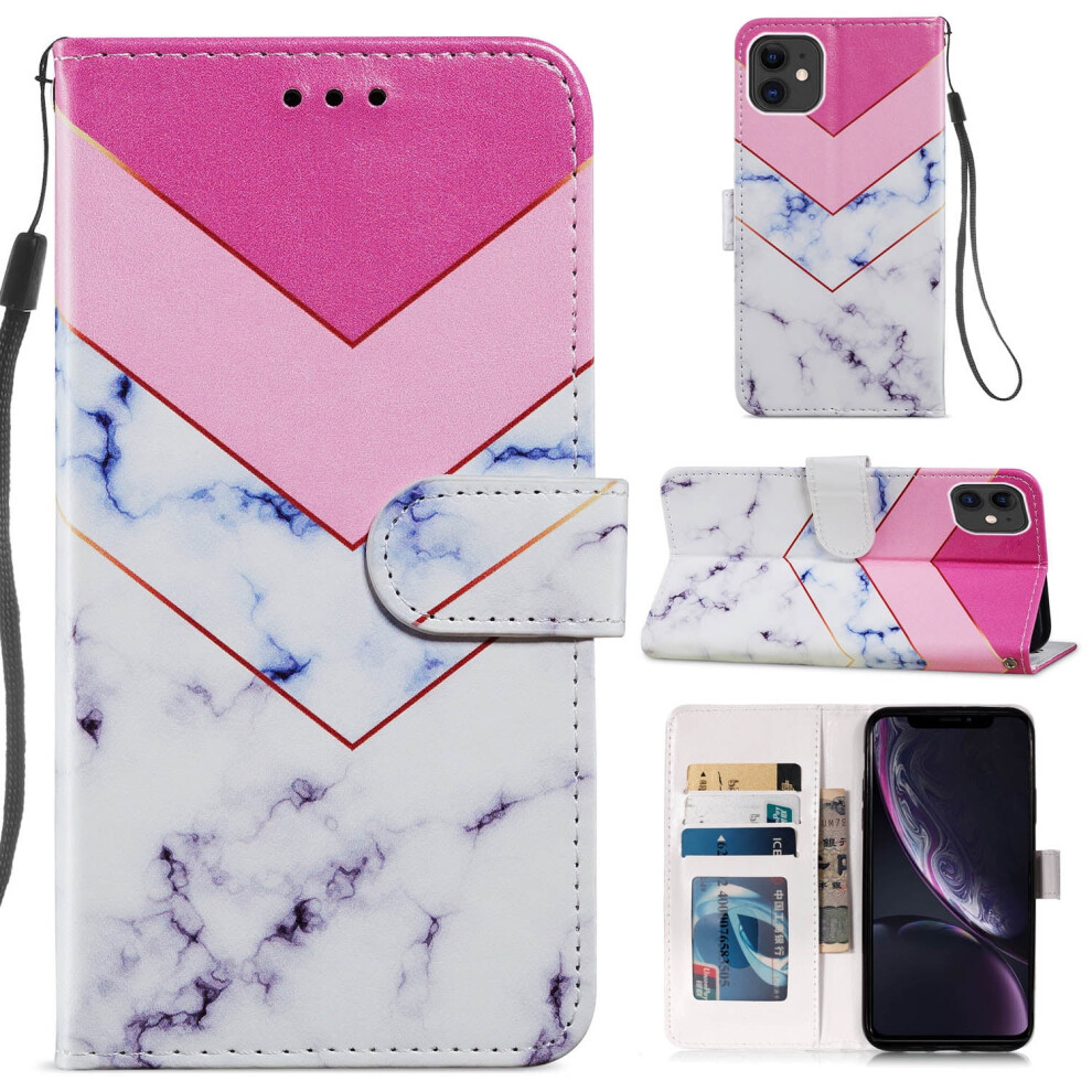 Pu Leather Folio Case For Iphone 11 6.1 Inch Pink White Pink,White 9180333337095