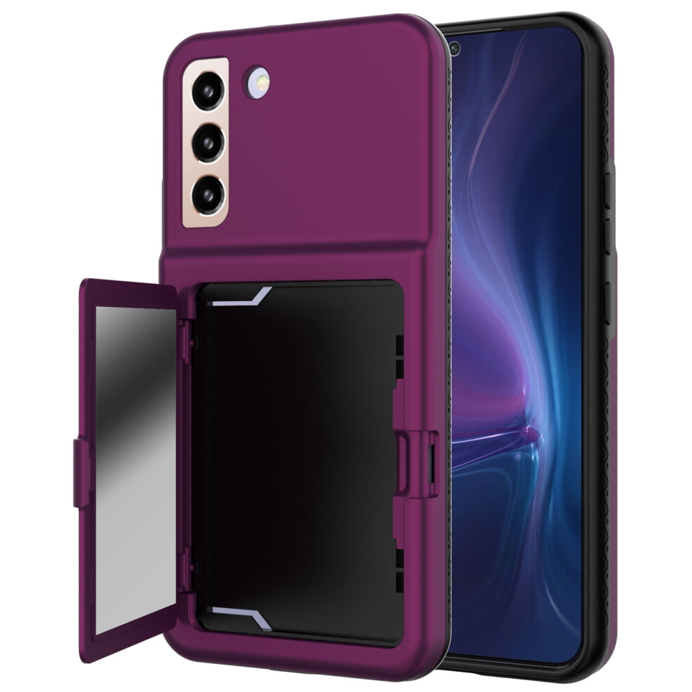Galaxy S22 Wallet Case Shockproof Dual-Layer With Purple 9422877613960