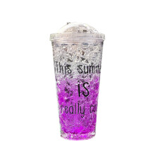 Icy Freezer Mugs Plastic Tumblers with Straw 2 Pack
