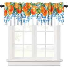Italy Blue Orange Watercolor Tile Valance 54x18 inch