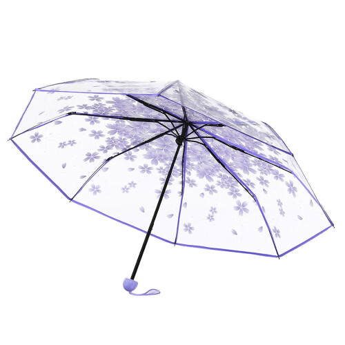 Purple Transparent 3-Fold UV Umbrella