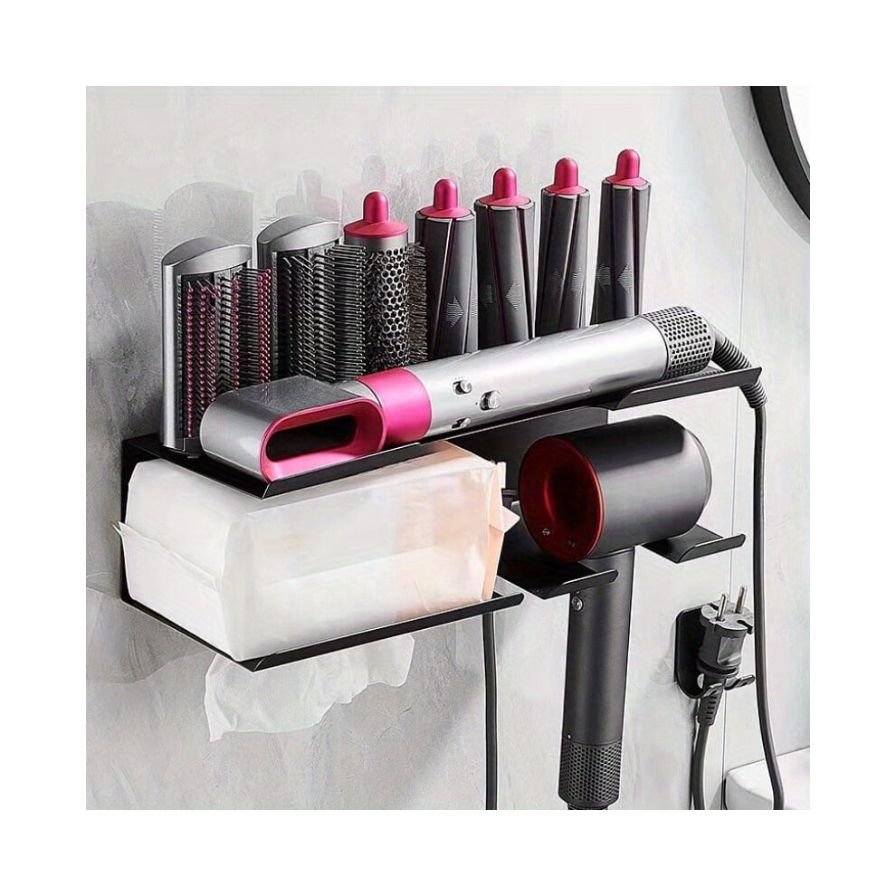 Hair Dryer Holder Wall Mount Curling Iron Organizer No-Drill