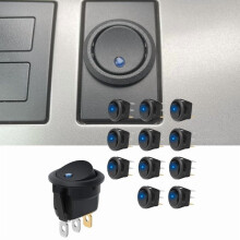 12V Blue Round Toggle LED Switch SPST 20A 12Pcs