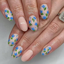 Almond Press-on Nails Glossy Natural Full Cover