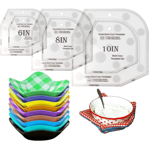 Bowl Cozy Template Cutting Ruler Set Acrylic 3 pcs