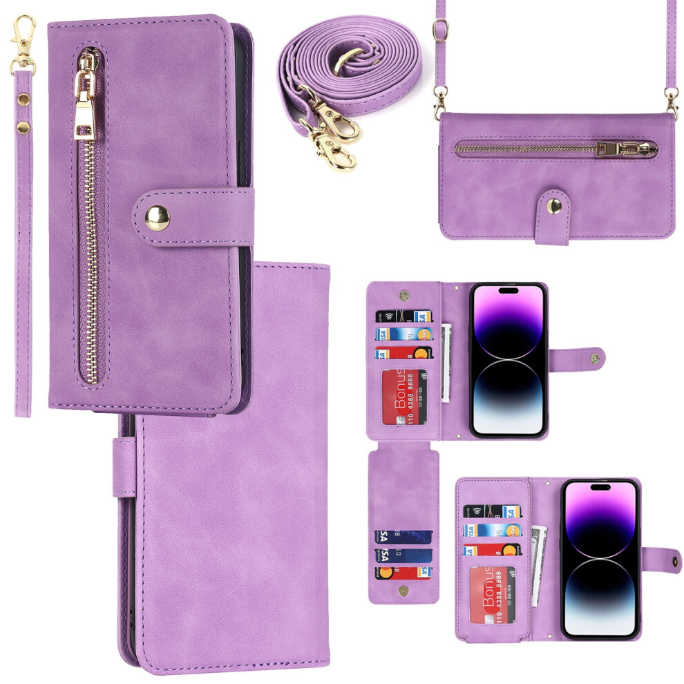 Iphone 11 Wallet Case With Crossbody Strap And Light/Purple 9422877611157