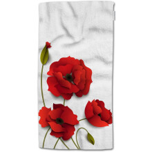 Poppy Flower Hand Towels Cotton 15x30 Inch