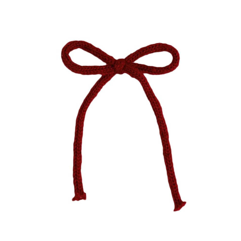 Polyester Knitted Ribbon Bow Hair Clip Red
