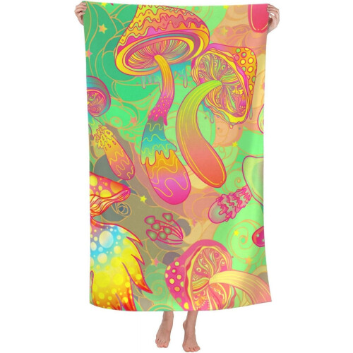 Bohemian Magic Mushroom Beach Towel - Cotton, Large