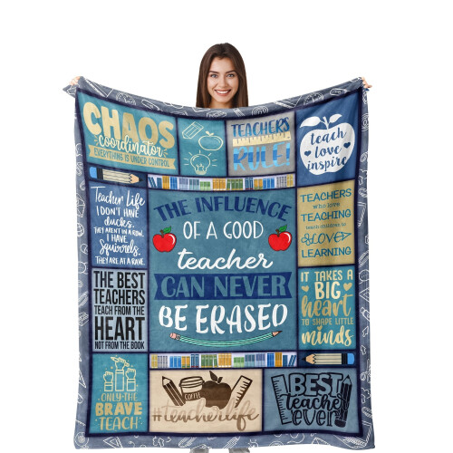 Teacher Appreciation Flannel Throw Blanket Purple 280g