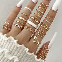 Gold Knuckle Rings Set Vintage Boho Style 22-Piece