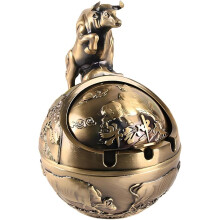 Bronze Tiger Ashtray with Lid 1 Piece